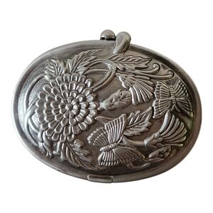 Silver Floral and Butterfly Compact